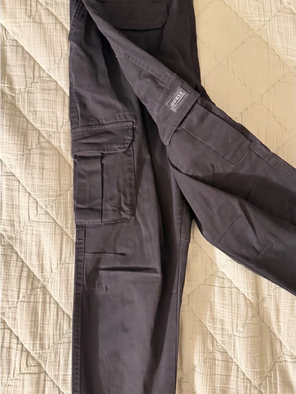 Guess Men's Black Cargo Joggers with Utility Pockets - Picture 4 of 5